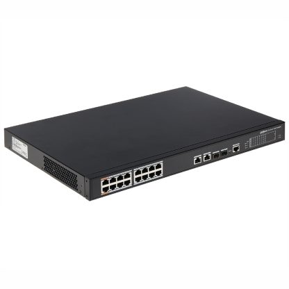 Switch cu 16+4 porturi PoE Dahua PFS4218-16ET-240-V3, 4000 MAC, 1000 Mbps, cu management