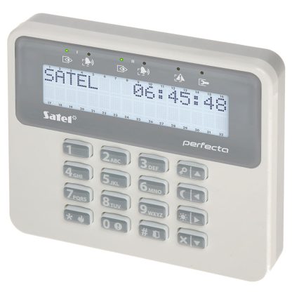 Tastatura LCD wireless Satel PRF-LCDM-WRL, RF 200 m, 3 butoane functionale, taste dedicate, buzzer