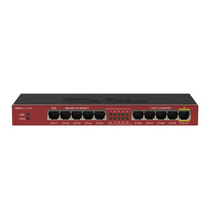 Router Gigabit MikroTik RB2011IL-IN, 5 porturi Gigabit, 5 porturi Fast Ethernet, 10/100/1000 Mbps, PoE