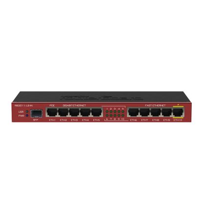 Router Gigabit MikroTik RB2011ILS-IN, 5 porturi Gigabit, 5 porturi Fast Ethernet, 1 port SFP, 10/100/1000 Mbps, PoE