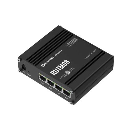 Router industrial Gigabit cu 4 porturi Teltonika RUTM08, 1 WAN/3 LAN, USB 2.0, IoT, PoE