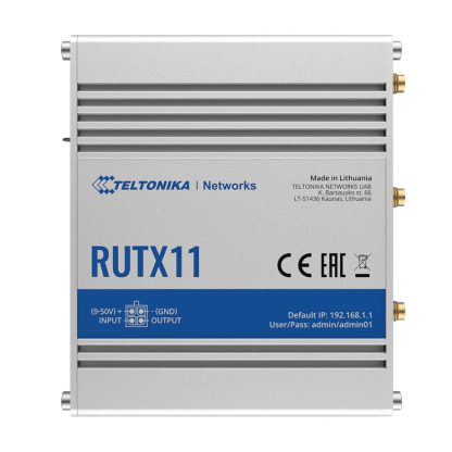 Router industrial IP Teltonika RUTX11, Dual SIM, WiFi, 4G, Bluetooth, GPS, 10/100/1000 Mbps, IoT