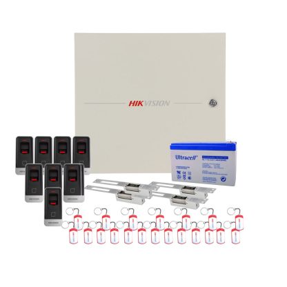 Sistem control acces biometric Hikvision KIT-CA-4UBAC, amprenta, cartela, 13.56 KHz, patru usi bidirectionale