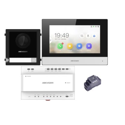 Set videointerfon IP Hikvision DS-KIS702Y, 1 familie, 7 inch, aparent