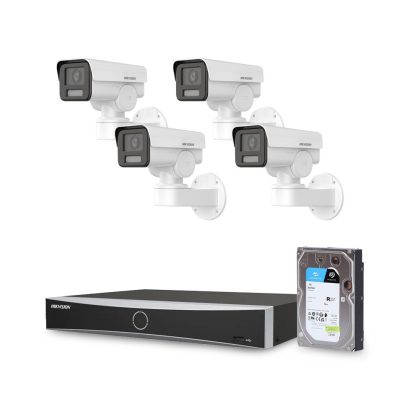 Sistem supraveghere IP exterior basic Hikvision 4EXTIR50-4MP-HDD, 4 camere, 4 MP, IR 50 m, 2.8 - 12 mm, PoE, HDD 1 TB