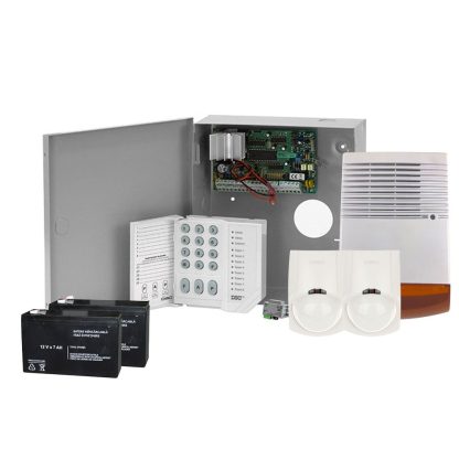 Sistem alarma antiefractie DSC KIT-ALARMA-1C-2D-1SE-2ACM-1TR, 1 partitie, 4-32 zone, 38 utilizatori