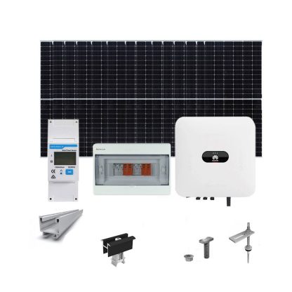 Sistem fotovoltaic 5 kW, invertor monofazat Hibrid WiFi si 12 panouri Canadian Solar, 120 celule, 460 W, pe structura de metal