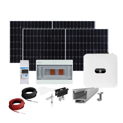 Sistem fotovoltaic complet 5 kW, invertor monofazat Hibrid WiFi si 12 panouri Canadian Solar, 120 celule, 460 W, pe structura de metal