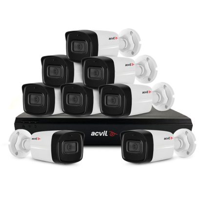 Sistem supraveghere exterior basic Acvil Pro Starlight ACV-B8EXT80-2MP-A, 8 camere, 2 MP, IR 80 m, 3.6 mm, audio prin coaxial, microfon