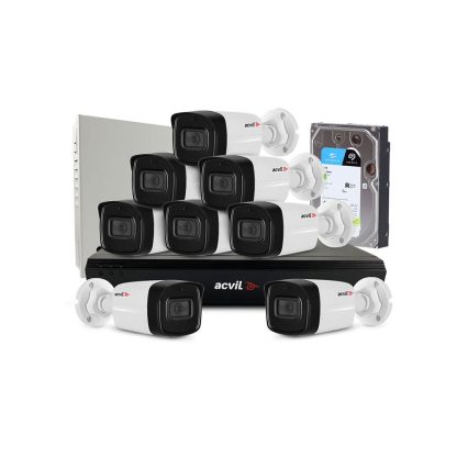 Sistem supraveghere exterior middle Acvil Pro ACV-M8EXT40-5M-V2, 8 camere, 5 MP, IR 40 m, 2.8 mm, HDD 1TB