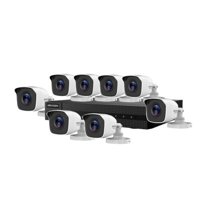 Sistem supraveghere exterior basic Hikvision HiWatch HW-8EXTIR20-5MP, 5 MP, IR 20 m, 8 camere, 2.8 mm