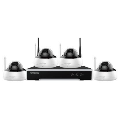 RESIGILAT - Sistem supraveghere interior IP WiFi Hikvision NK44W1H-1T(WD), 4 camere IP, 4 MP, IR 30 m, 3.6 mm