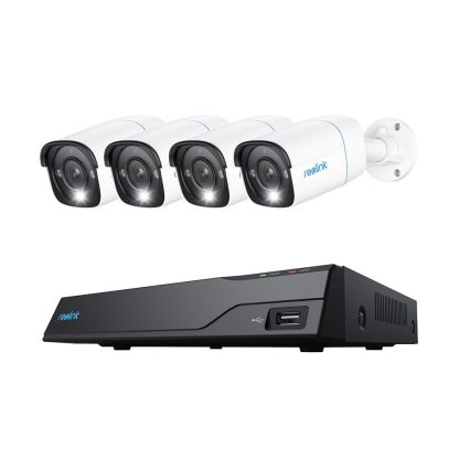 Sistem supraveghere IP exterior Reolink NVS8-8MB4, 4 camere, 4K, IR 30 m, 4 mm, microfon, HDD 2TB