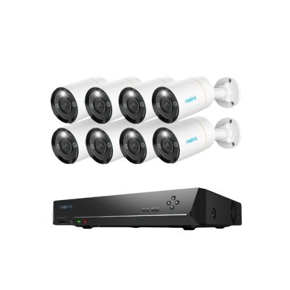 Sistem supraveghere IP exterior Reolink NVS16-12MB8, 8 camere, 12 MP, IR 30 m, 4 mm, microfon, HDD 4 TB