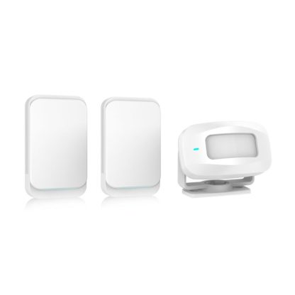 Sonerie wireless cu senzor de miscare si 2 posturi interioare TopVista P603, 250 m, 95 dB, instalare usoara, alba