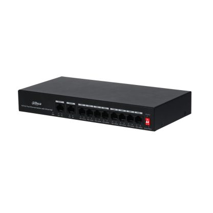 Switch cu 10 porturi Dahua Eco Series PFS3010-8ET-65, 2000 MAC, fara management, 250 m, PoE