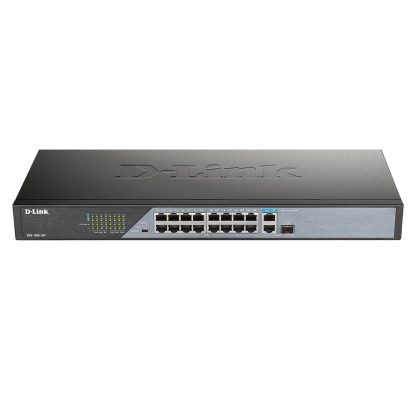 Switch cu 16 porturi D-Link DSS-100E-18P, 1 port SFP, 7.2 Gbps, 5.36 Mpps, 4.000 MAC, PoE, fara management