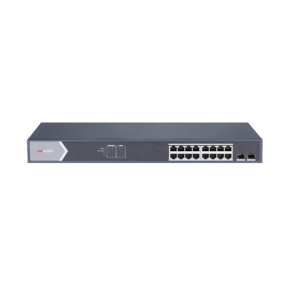 Switch cu 16 porturi Hikvision DS-3E1518P-SI, 36 Gbps, 26.784 Mpps, 8.000 MAC, PoE, cu management