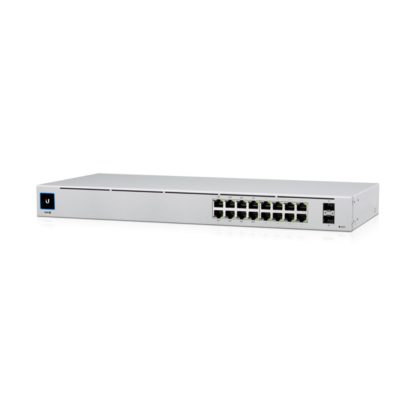 Switch cu 16 porturi Ubiquiti USW-16-POE, 2 porturi SFP, 36 Gbps, 26.78 Mpps, PoE, cu management