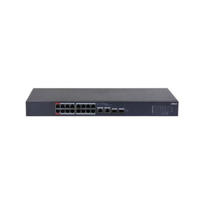 Switch cu 18 porturi Dahua CS4218-16ET-135, 16 porturi PoE, 2 porturi uplink, 8000 MAC, 7.2 Gbps, cloud management