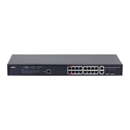 Switch cu 18 porturi Dahua PFS4218-16GT-130, MAC 16K, 56 Gbps, cu management, PoE