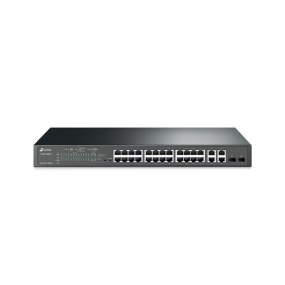 Switch cu 24 de porturi TP-Link T1500-28PCT(TL-SL2428P), 4 porturi PoE+, 8000 MAC, 12.8 Gbps, cu management