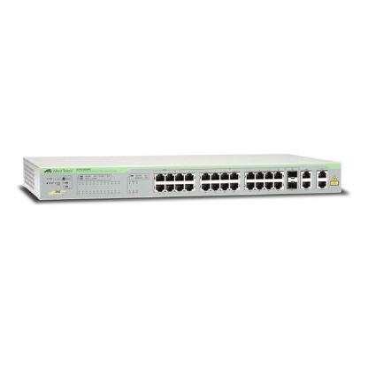 Switch cu 24 porturi Allied Telesis AT-FS750/28PS-50, 12.8 Gbps, 9.5 Mpps, 8.000 MAC, 2 porturi SFP combo, 1U, PoE, cu management