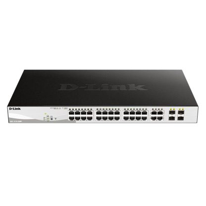 Switch cu 24 porturi D-Link DGS-1210-28MP, 4 porturi SFP, 56 Gbps, 41.7 Mpps, 16.000 MAC, 1U, PoE, cu management