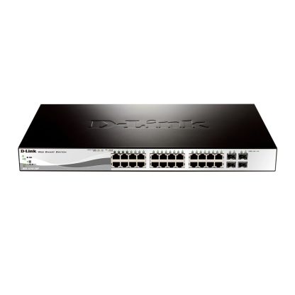 Switch cu 24 porturi D-Link DGS-1210-28P, 4 porturi SFP, 56 Gbps, 41.7 Mpps, 16.000 MAC, 1U, PoE, cu management