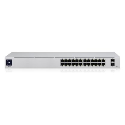 Switch cu 24 porturi Gigabit Ubiquiti UniFi USW-24-POE, 52 Gbps, 2 porturi SFP, 1U, PoE, cu management