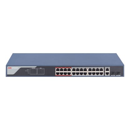 Switch cu 24 porturi Hikvision DS-3E1326P-EI, 8.8 Gbps, 6.5472 Mpps, 16.000 MAC, PoE, cu management