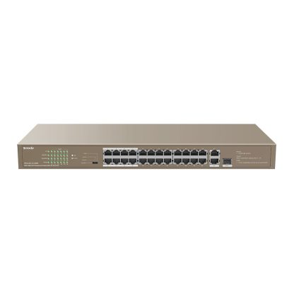 Switch cu 24 porturi Tenda TEF1126P-24-250W, 8.8 Gbps, 6.55 Mpps, 16000 MAC, PoE, fara management