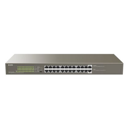 Switch cu 24 porturi Tenda TEG1124P-24-250W, 48 Gbps, 35.7 Mpps, 8000 MAC, PoE, fara management