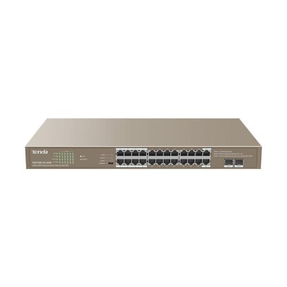 Switch cu 24 porturi Tenda TEG1126P-24-410W, 2 porturi SFP, 48 Gbps, 35.7 Mpps, 8.000 MAC, PoE, fara management