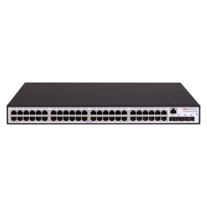 Switch cu 48 porturi RJ45 Hikvision DS-3E2552-HI-48T4F, 104 Gbps, 77.38 Mpps, 16000 MAC, 4 port-uri fibra optica, cu management