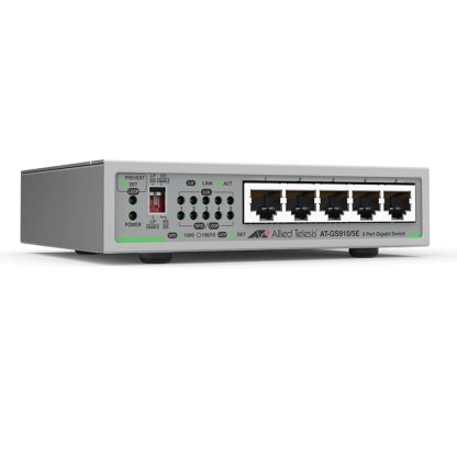 Switch cu 5 porturi Allied Telesis AT-GS910/5E-50, 10 Gbps, 7.4 Mpps, 2.000 MAC, fara management