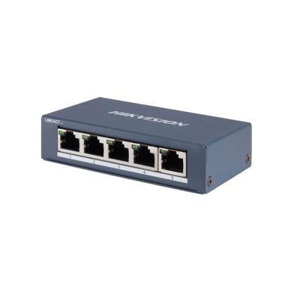 Switch cu 5 porturi Gigabit Hikvision DS-3E0505-E, 10 Gbps, 7.44 Mpps, 2.000 MAC, fara management