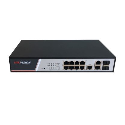 Switch cu 8 porturi Hikvision DS-3E2310P, 2 porturi Gigabit combo uplink, 10 Gbps, 5.6 Mpps, 8.000 MAC, PoE, cu management