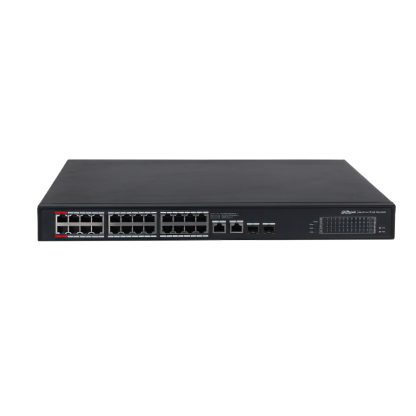 Switch inteligent PoE Gigabit cu 24 Porturi Dahua PFS3228-24GT-360-V2, 100 Mbps, 2K MAC, Fara management