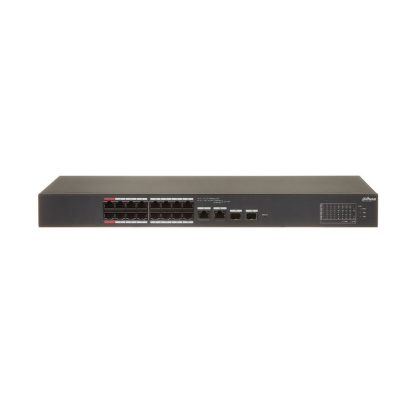 Switch rackabil cu 18 porturi Dahua CS4218-16ET-240, 16 porturi PoE, 10/100 Mbps, 2 SFP gigabit, cu cloud management