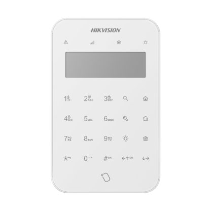 Tastatura touch LED wireless cu cititor de proximitate HikVision AX PRO DS-PK1-LT-WE, autonomie 2 ani, 868 MHz, RF 1200 m