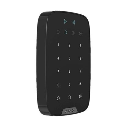 Tastatura touch LED wireless cu cititor de proximitate Ajax KeyPad Plus BL, 868 MHz, RF 1700 m, negru