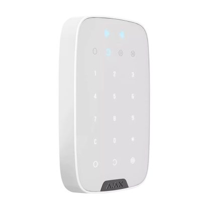 Tastatura touch LED wireless cu cititor de proximitate Ajax KeyPad Plus WH, 868 MHz, RF 1700 m, alb