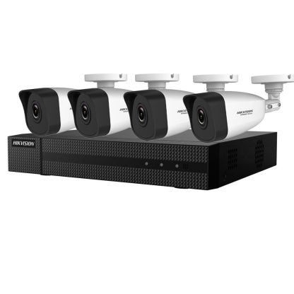 Sistem supraveghere IP exterior basic Hikvision Hiwatch HW-IP-4EXTIR30-2MP, 4 camere, 2 MP, IR 30 m, 2.8 mm, PoE