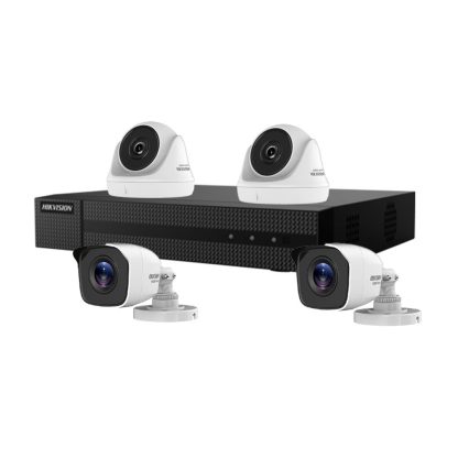 Sistem supraveghere mixt basic Hikvision HiWatch HW-4MXTIR20-2MP, 4 camere, 2 MP, 2.8 mm, IR 20 m