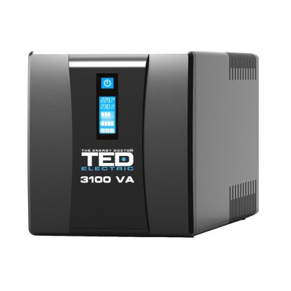 UPS cu 3 prize TED TED004673, 3100 VA / 1800 W, LCD, management prin USB / RS-232