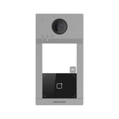 Videointerfon de exterior IP WiFi Hikvision DS-KV8113-WME1(C), 1 familie, Mifare, 2MP, IR, PoE, aparent