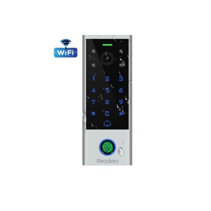 Videointerfon de exterior WiFi Secukey VCONTROL 3-F, 2 MP, EM/Mifare 125/13.56 MHz, PIN, slot card, amprenta, Tuya