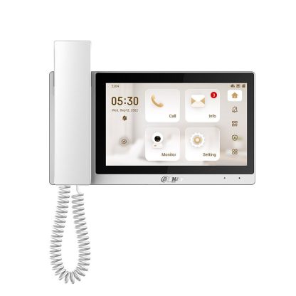 Videointerfon de interior cu receptor IP Wi-Fi Dahua VTH5421EW-H, 7 inch, PoE, slot card, alb